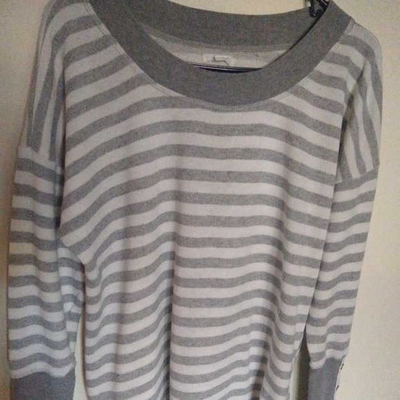 Maurices Gray & White French Terry Striped Tunic - Picture 1 of 5